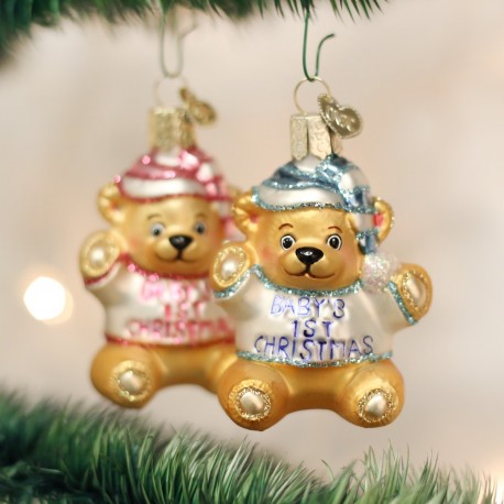 Baby's First Teddy Bear Old World Christmas Ornament