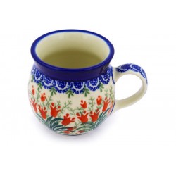 Polish Pottery Bubble Mug 8 oz. Crimson Bells by Ceramika Artystyczna