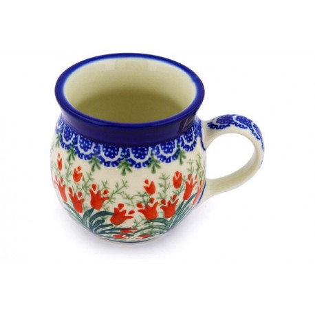 Polish Pottery Bubble Mug 8 oz. Crimson Bells by Ceramika Artystyczna