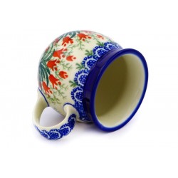 Polish Pottery Bubble Mug 8 oz. Crimson Bells by Ceramika Artystyczna