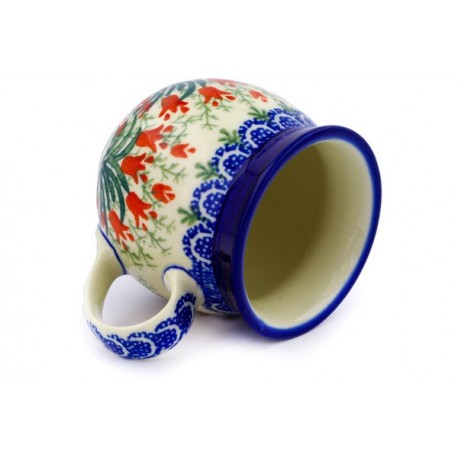 Polish Pottery Bubble Mug 8 oz. Crimson Bells by Ceramika Artystyczna