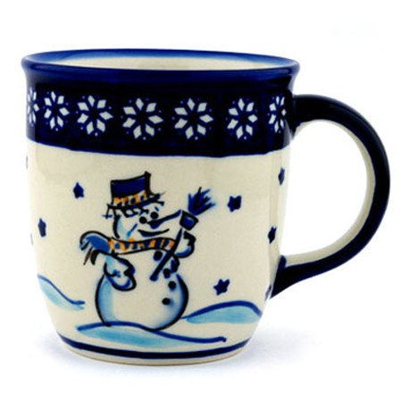 Polish Pottery Mug - 12 oz - Snowman