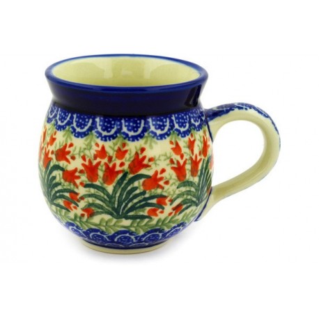 Polish Pottery 12 oz Mug Crimson Bells by Ceramika Artystyczna