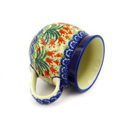 Polish Pottery 12 oz Mug Crimson Bells by Ceramika Artystyczna