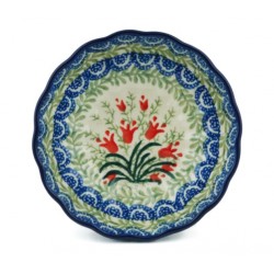 Polish Pottery 5" Scalloped Bowl - Crimson Bells