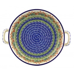 Polish Pottery Round Baker - 10" - Crimson Bells