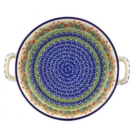 Polish Pottery Round Baker - 10" - Crimson Bells