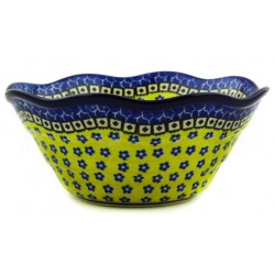 Polish Pottery Wavy Bowl 8" Sunburst