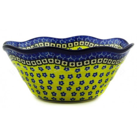Polish Pottery Wavy Bowl 8" Sunburst
