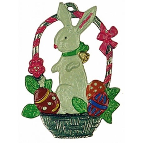 Bunny in a Basket Pewter Ornament