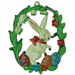 Bunny with Easter Eggs and Flowers Pewter Ornament