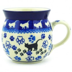 Polish Pottery Bubble Mug - 8 oz - Black Cat