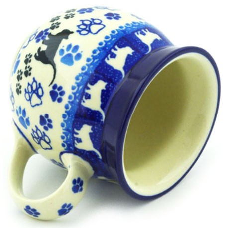 Polish Pottery Bubble Mug - 8 oz - Black Cat