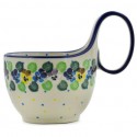 Polish Pottery Bowl - 4" with Handle - Colorful Pansies