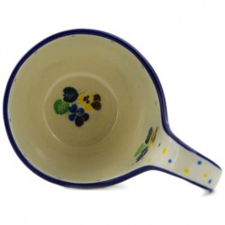 Polish Pottery Bowl - 4" with Handle - Colorful Pansies