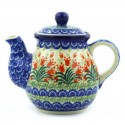 Polish Pottery Tea or Coffee Pot - 20 oz. - Crimson Bells