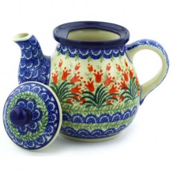 Polish Pottery Tea or Coffee Pot - 20 oz. - Crimson Bells