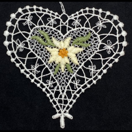 Lace Ornament - Heart with Edelweiss