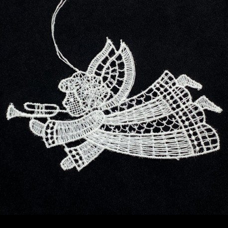 Lace Ornament - Flying Angel with Trumpet
