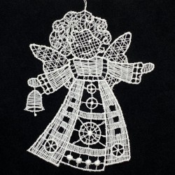 Lace Ornament - Angel with Bell