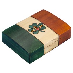 Polish Wooden Box - Irish Flag with Claddagh