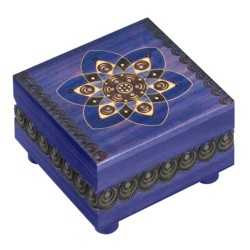 Polish Wooden Box - Blue Kaleidoscope Secret Lock