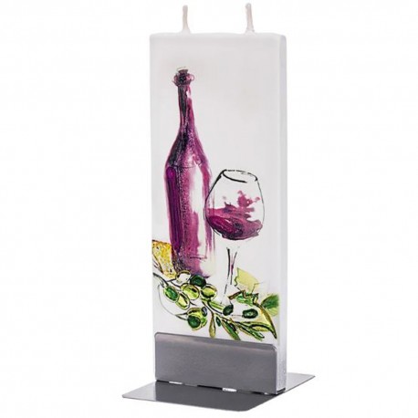 Flat Candle - Wine Bottle and Glass