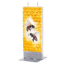 Flat Candle - Honey Bees on Honeycomb