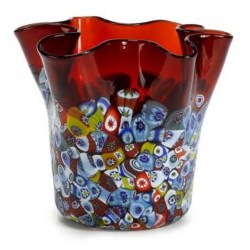 Italian Millefiori Handkerchief Vase - Red