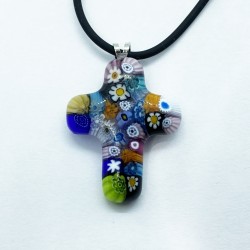 Italian Millefiori Cross Necklace