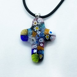 Italian Millefiori Cross Pendant