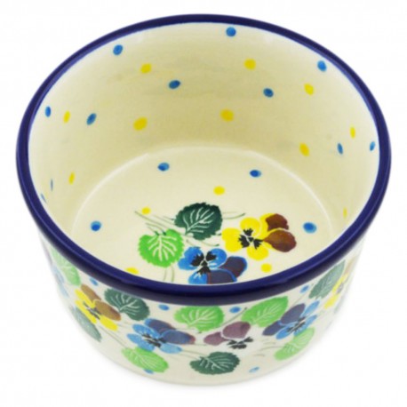 Polish Pottery Bowl - 4" - Colorful Pansies