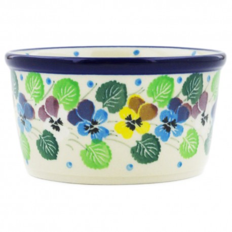 Polish Pottery Bowl - 4" - Colorful Pansies