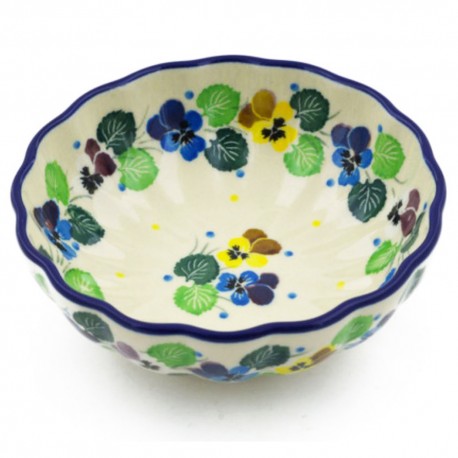 Scalloped Bowl - 5" - Colorful Pansies