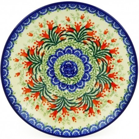Polish Pottery Plate - 8" - Crimson Bells