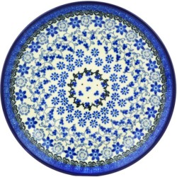 Polish Pottery Plate - 8" - Blue Daisies