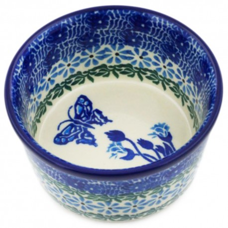 Polish Pottery Bowl - 4" - Blue Butterfly