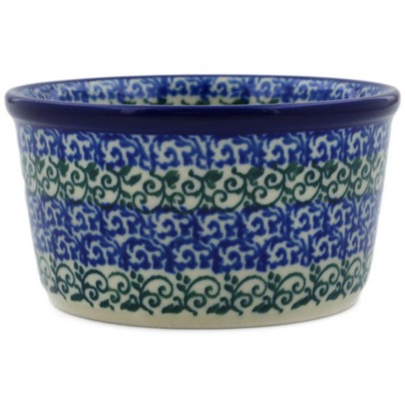 Polish Pottery Bowl - 4" - Blue Pansies