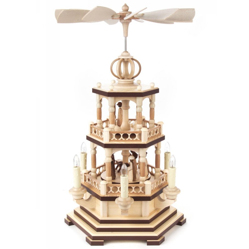 German Christmas Pyramid TwoLevel Electric Nativity