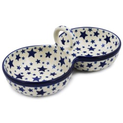 Polish Pottery Double Serving Bowl - Starlight