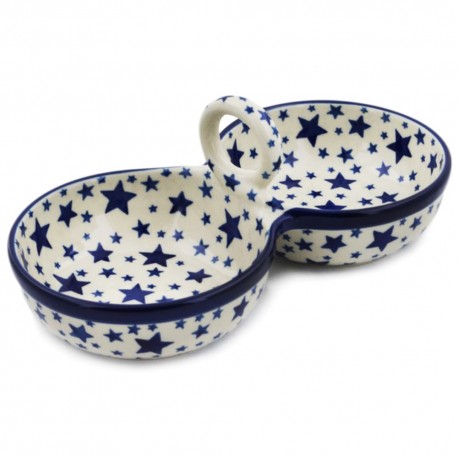 Polish Pottery Double Serving Bowl - Starlight