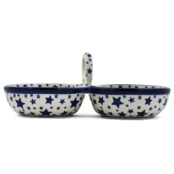 Polish Pottery Double Serving Bowl - Starlight