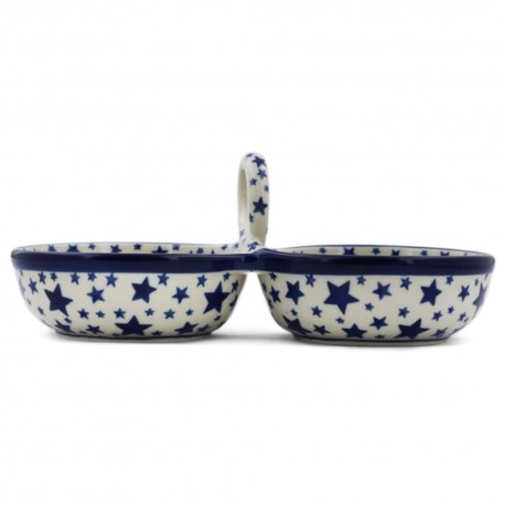 Polish Pottery Double Serving Bowl - Starlight