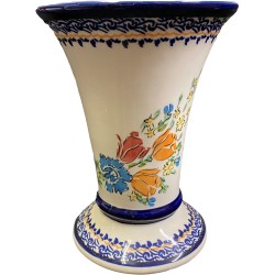 Polish Pottery Vase - 8" - Orange Roses - Unikat
