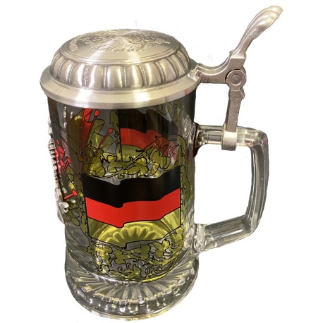 Glass Germany Stein with Pewter Lid