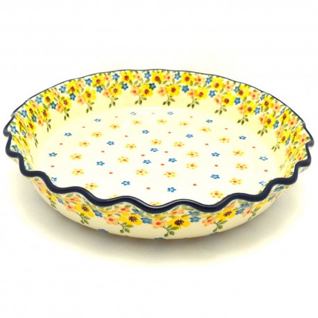 Polish Pottery Fluted Pie Baker - 10" - Buttercup