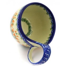Polish Pottery 4" Bowl with Loop Handle - Coral Bells
