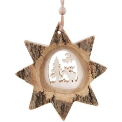Bark Star Moose Wooden Ornament