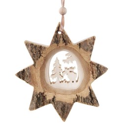 Bark Star Moose Wooden Ornament