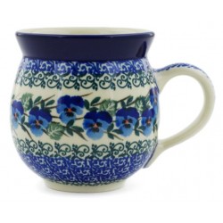 Polish Pottery Bubble Mug - 12 oz - Blue Pansies